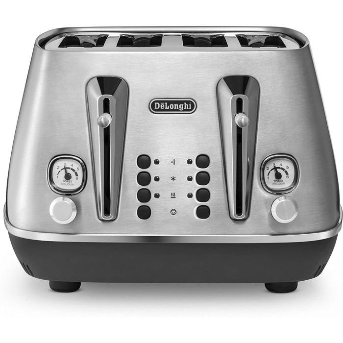 De'Longhi CTI4003.M 4 Slice Toaster Defrost Function Distinta X 1800w Silver