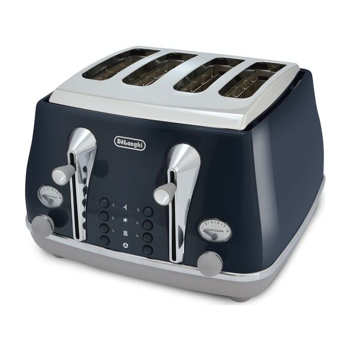 De'Longhi CTOC4003.BL Icona Capitals 4 Slice Toaster with Defrost Function 1800W
