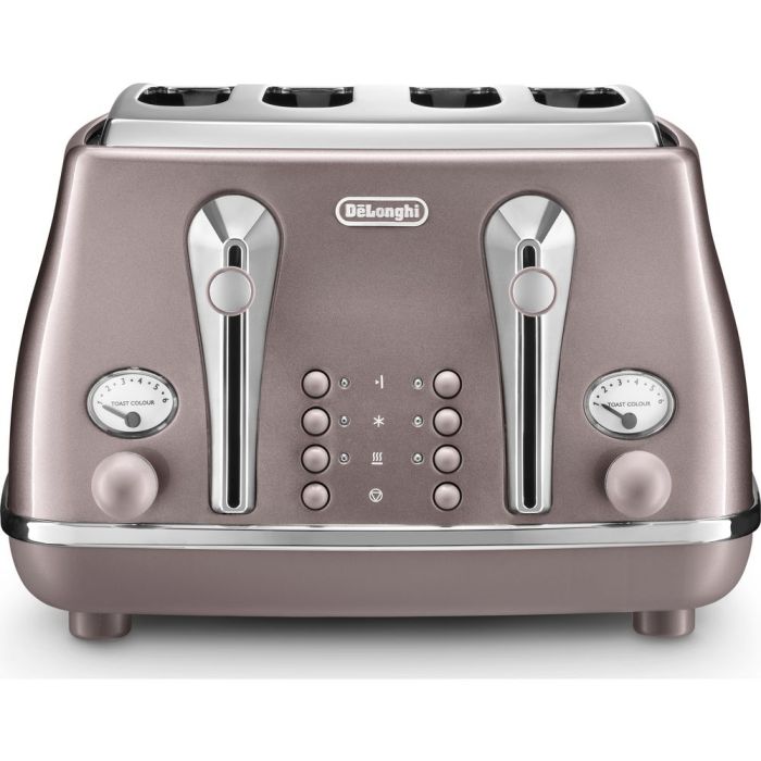 De'Longhi CTOT4003.PK Icona Metallics 4 Slice Toaster Defrost Function 1800W