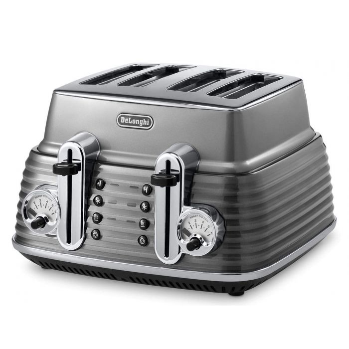 De'Longhi CTZ4003.GY 4 Slice Toaster Scultura 1800W with Browning Control