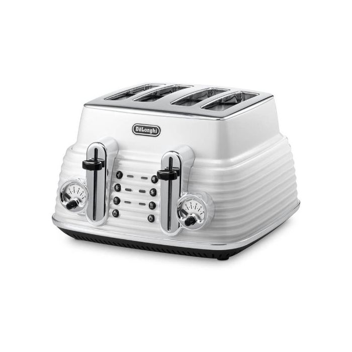De'Longhi CTZ4003W 4 Slice Toaster Scultura 1800W with Defrost Function