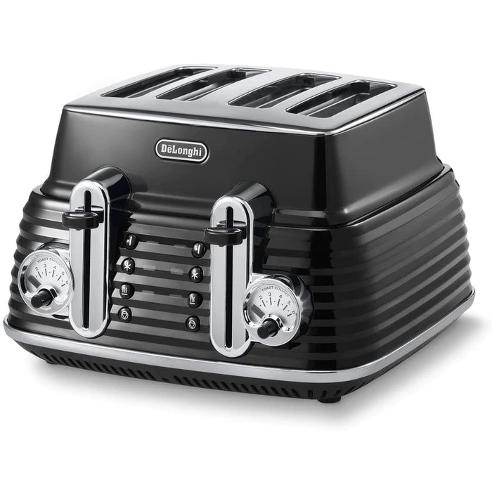 De’Longhi CTZS4003.BK 4 Slice Toaster with Defrost Function Scolpito Black