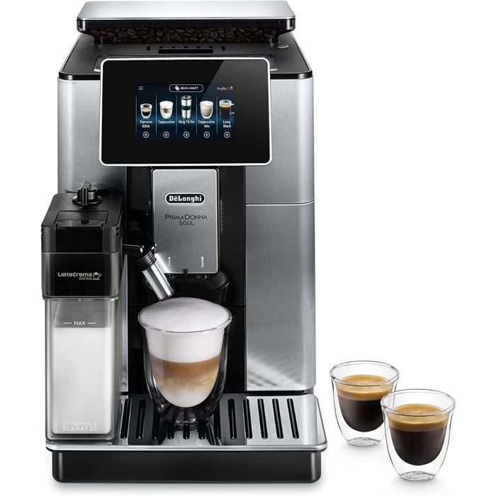 De'Longhi ECAM610.75.MB Bean to Cup Coffee Machine PrimaDonna Soul Silver/Black