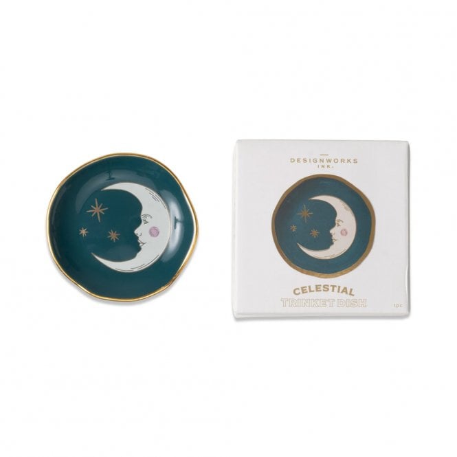 Celestial Teal Moon Trinket Dish