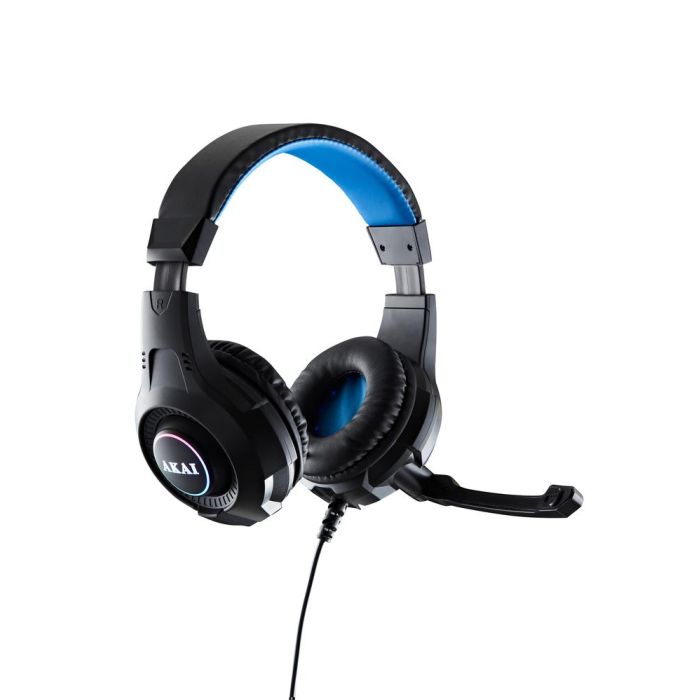 Akai A61066 LED Gaming Stereo Headset and Microphone Black with Blue