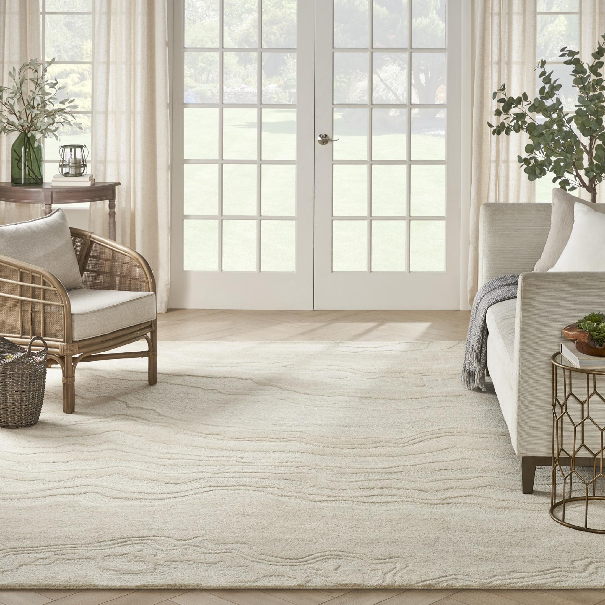 Graceful GRU01 Ivory Modern Abstract Wool Rug & Hallway Runner by Nourison Large 160x221 cm (5'3"x7'3")
