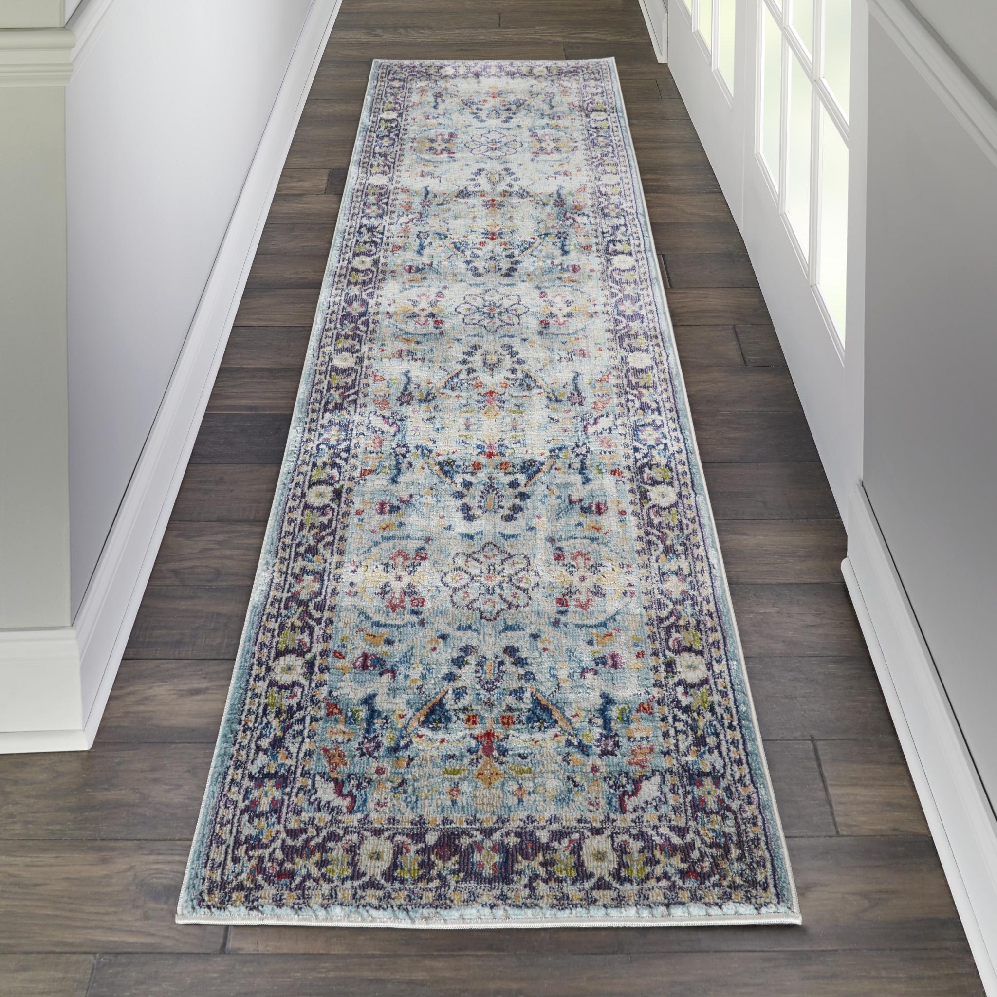 Nourison Ankara Vintage Antique Traditional ANR14 Rug in Teal Blue Multi 61x183 cm (2'x6'') Runner