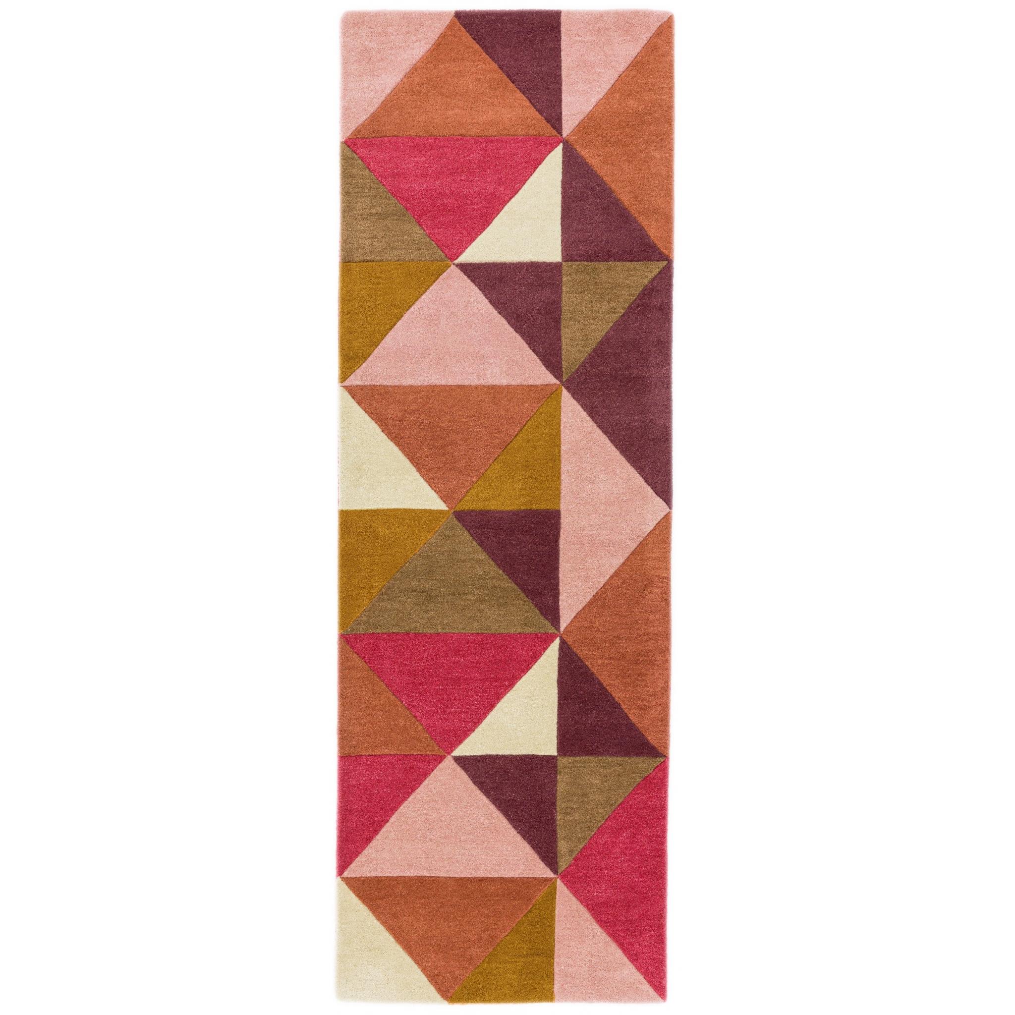 Reef Kite RF09 Geometric Pattern Hand Tufted Rug Hallway Runner in Pink Multi Runner 66x200 cm (2'1"x6'6")
