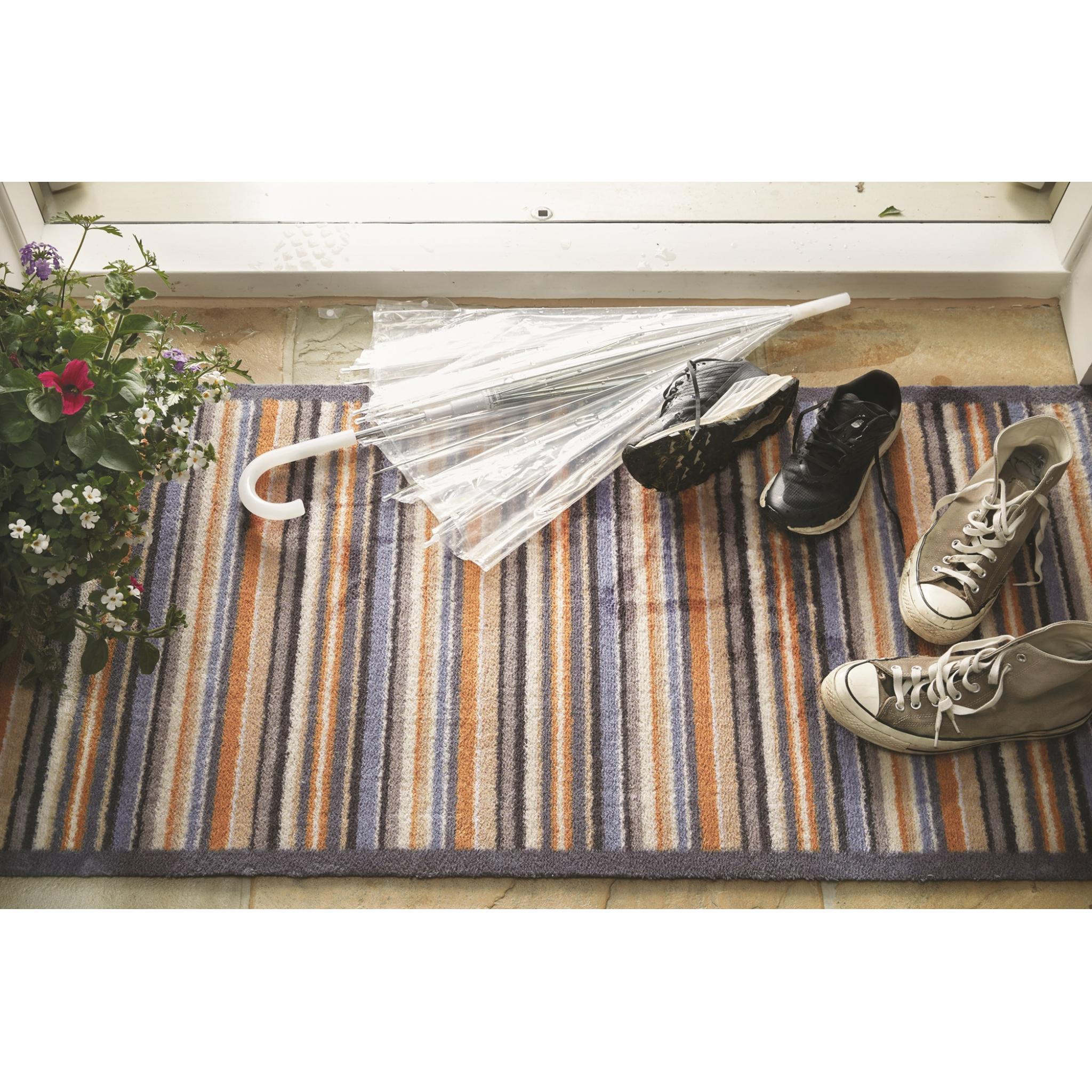 Hug Rug Stripe 86 Blue Orange Mat Home Entrance Hallway Runner Non-Slip Rug Runner 65x150 cm (2'1"x4'11")