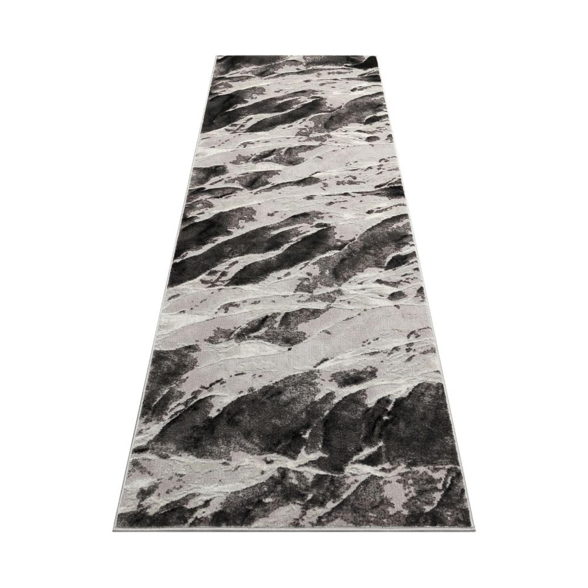 Blaze BLZ06 Silver Grey Rug Modern Bedroom Living Room Abstract Marble Design Rug Runner 80x240 cm (2'7"x7'11")