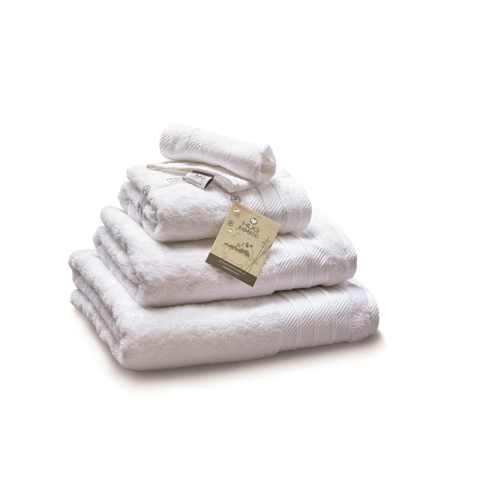 Hug Bamboo Luxury Face, Hand and Bath Towel in White Face Towel 30x30 cm