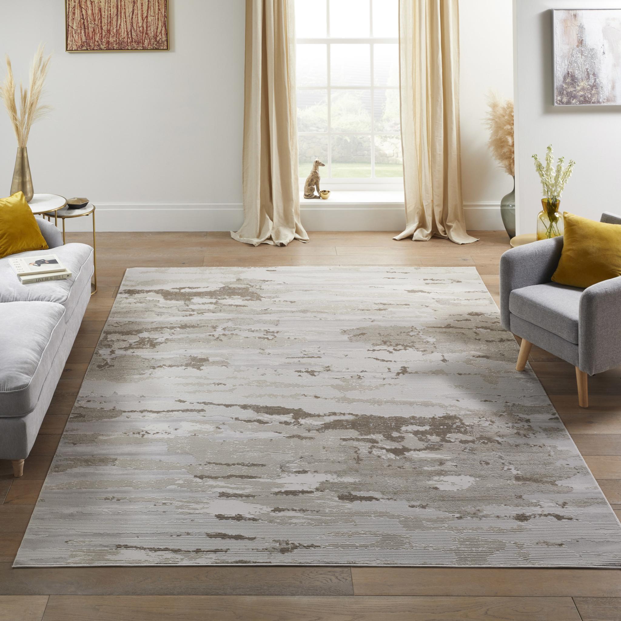 Skyline SK101 Modern Abstract Rug in Ivory Beige Small 80x150 cm (2'6"x5')