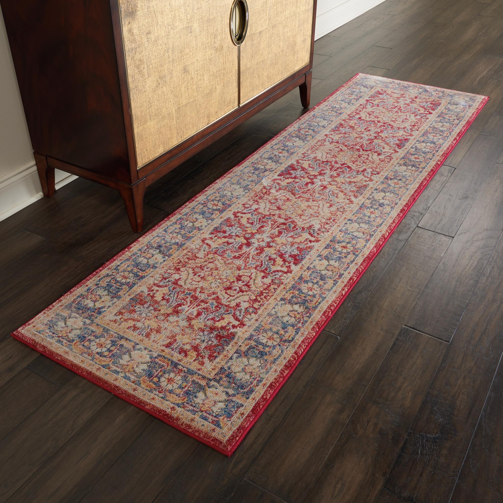 Nourison Ankara Vintage Antique Traditional Persian ANR02 Rug Runner Round in Red 61x183 cm (2'6') Runner