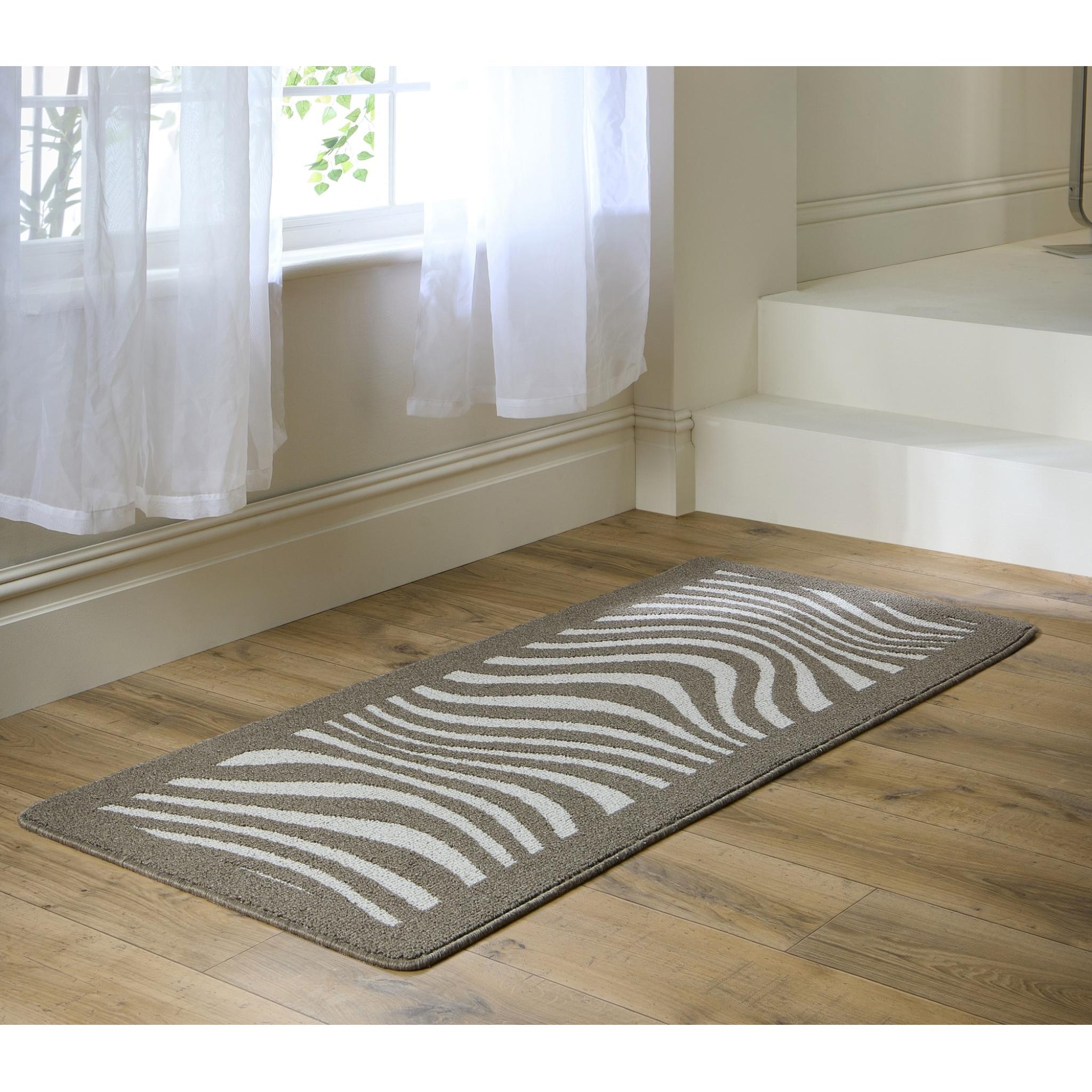 My Mat Sculptured Washable Patterened Waves Ivory Mink Non-Slip Floor Mat Home Entrance Hall Rug Runner 67x150 cm (2'3"x5')