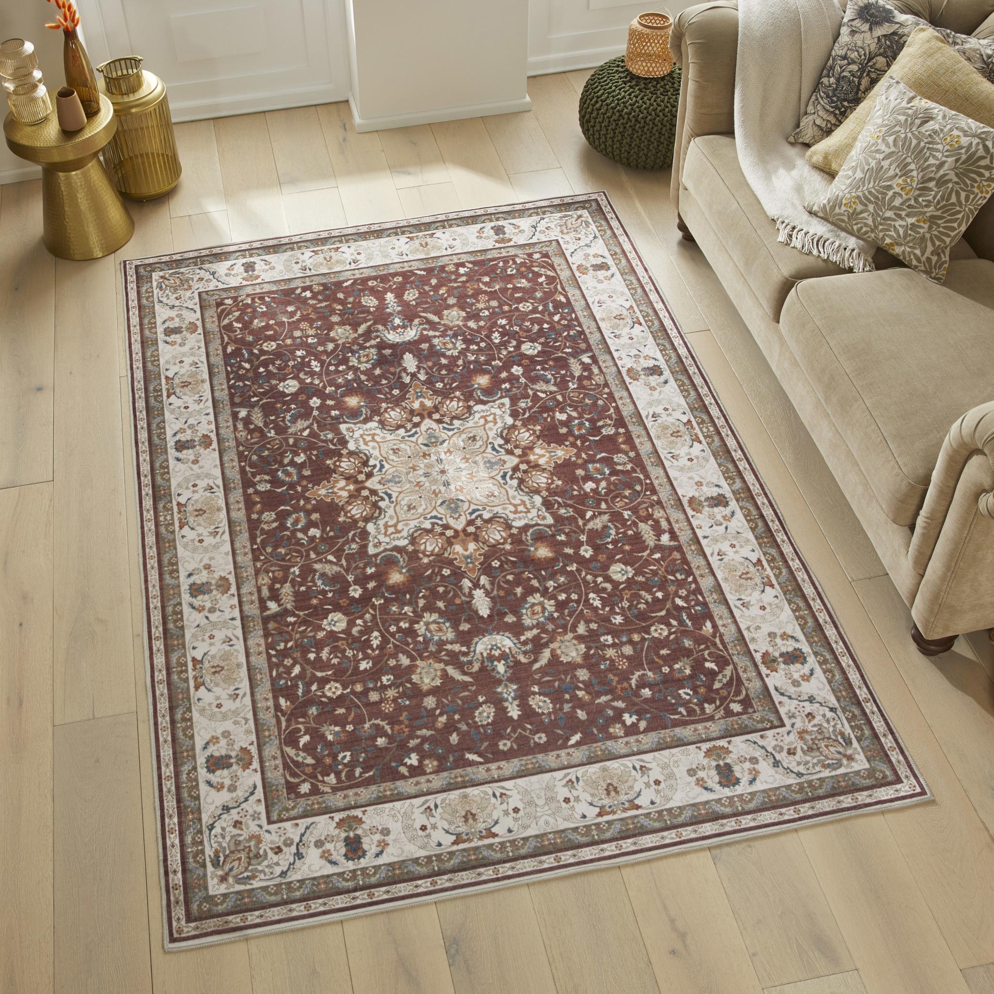 Liberty Classic Washable Non-Slip Traditional LIB203 Palette Red Rug Medium 120x180 cm (4'x6')