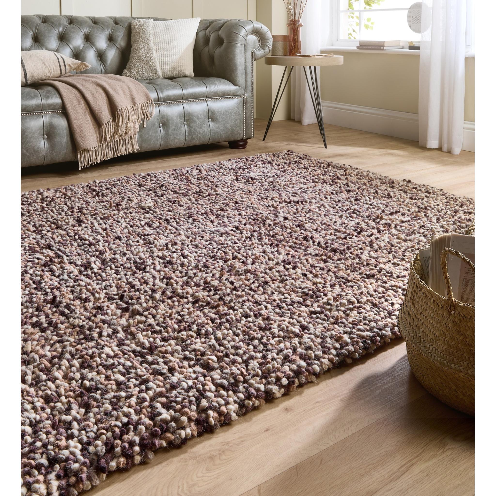Origins Rocks Shaggy Hand Woven Wool Long Pile Rugs in Natural Large 160x230 cm (5'3"x7'7")
