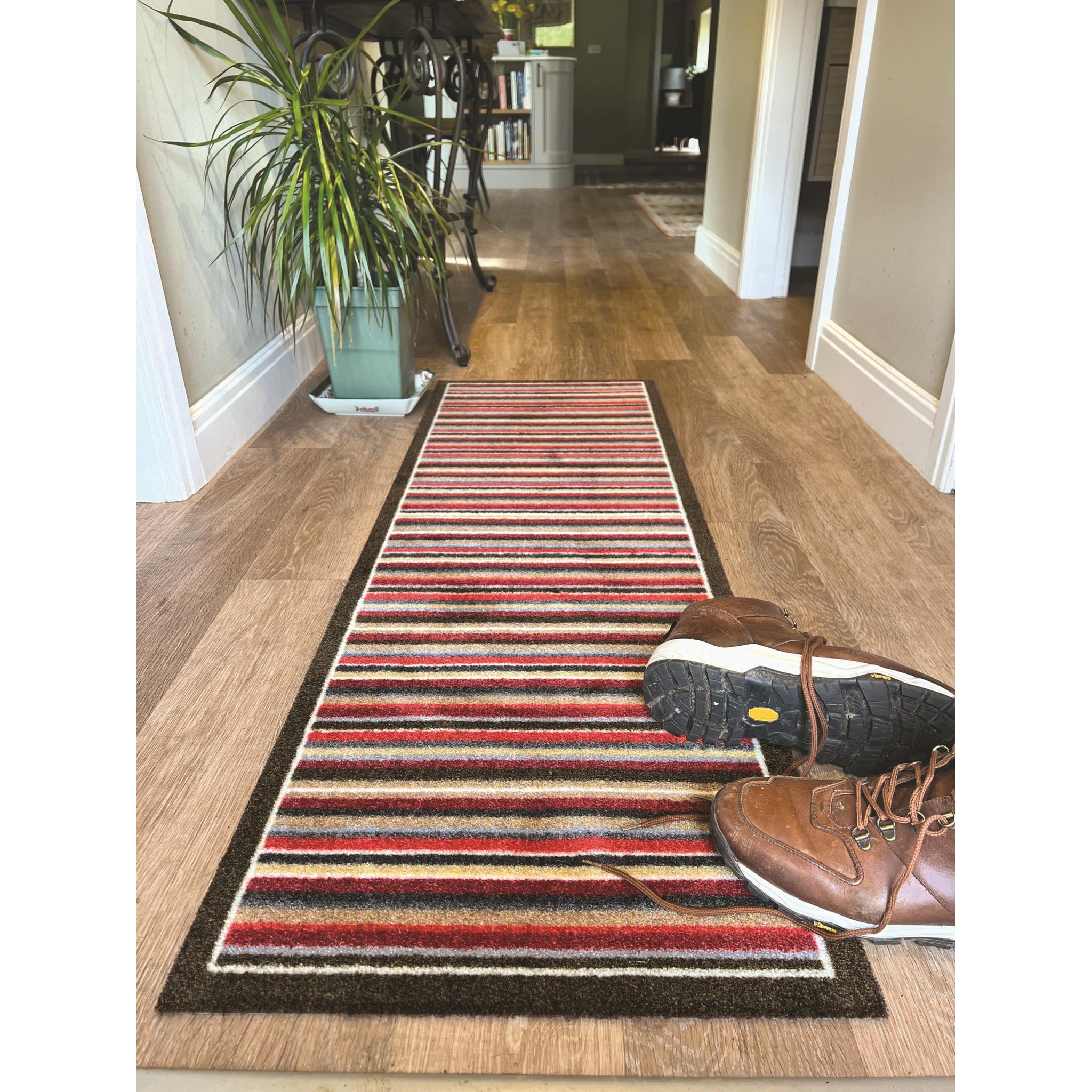 My Mat Nylon Indoor Pattern My Stripe Red Washable Non-Slip Entrance Rug or Runner Runner 50 x 150 cm (2'x5')