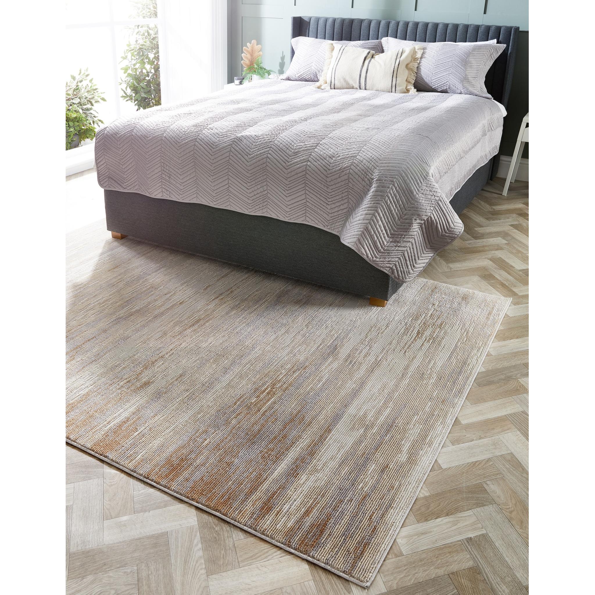 Origins Bevel Modern Abstract Distressed Soft Silky Rug in Cream/Grey Small 80x150 cm (2'6"x5')