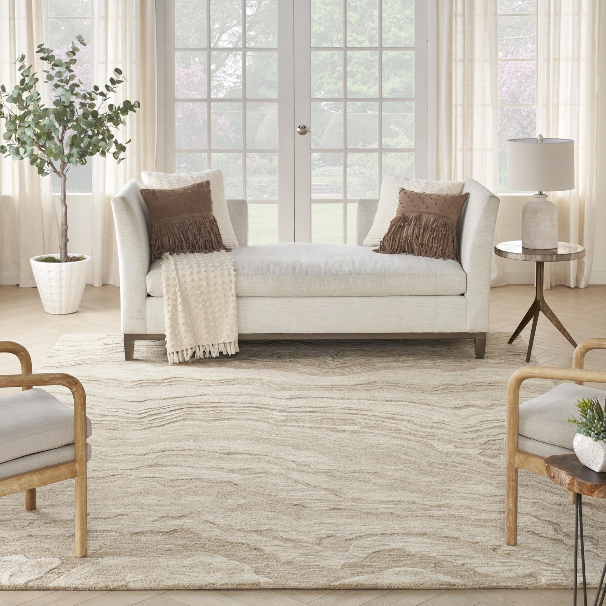 Graceful GRU01 Taupe Modern Abstract Wool Rug & Hallway Runner by Nourison Medium 114x175 cm (4'x5'9'')