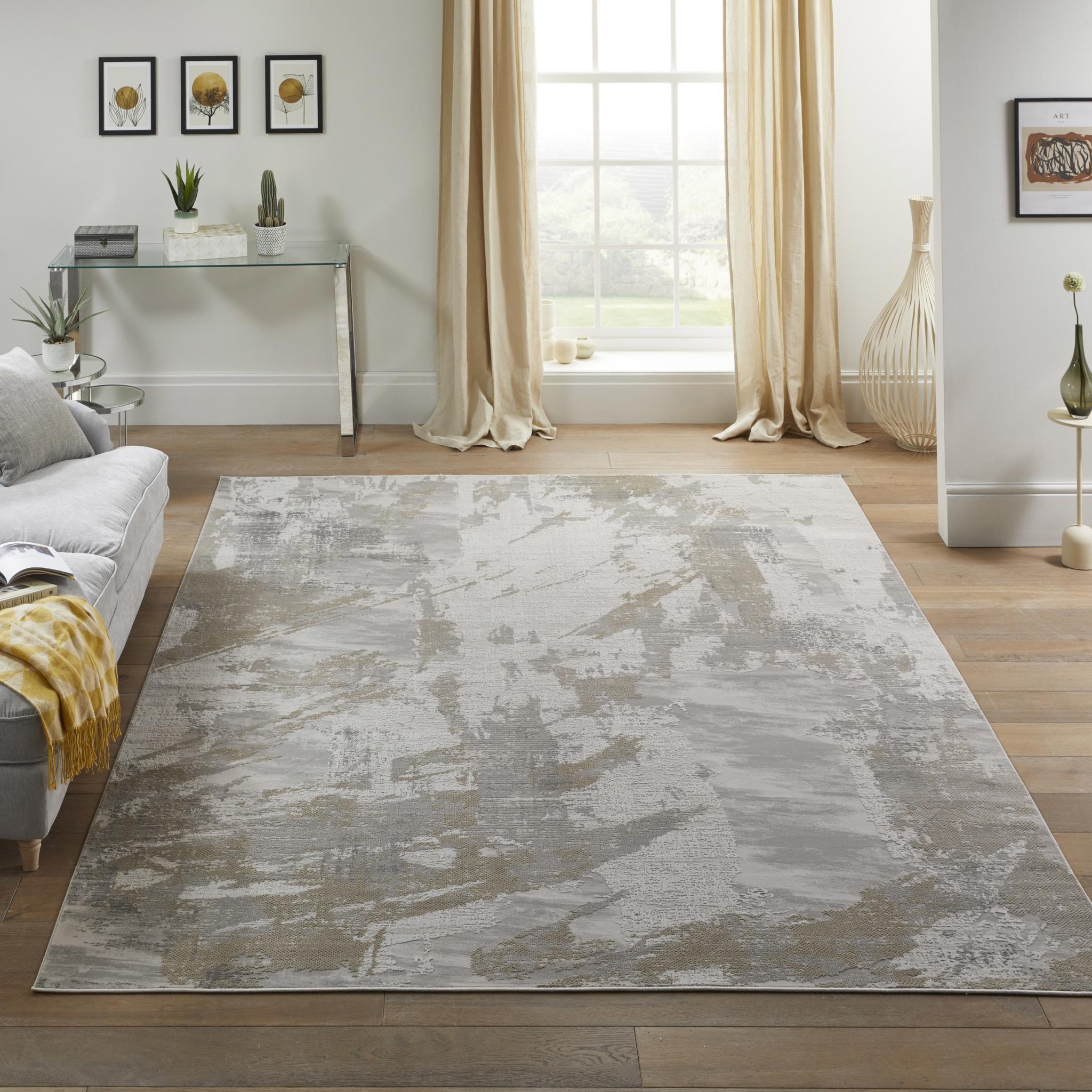 Skyline SK102 Modern Abstract Rug in Ivory Grey Small 80x150 cm (2'6"x5')