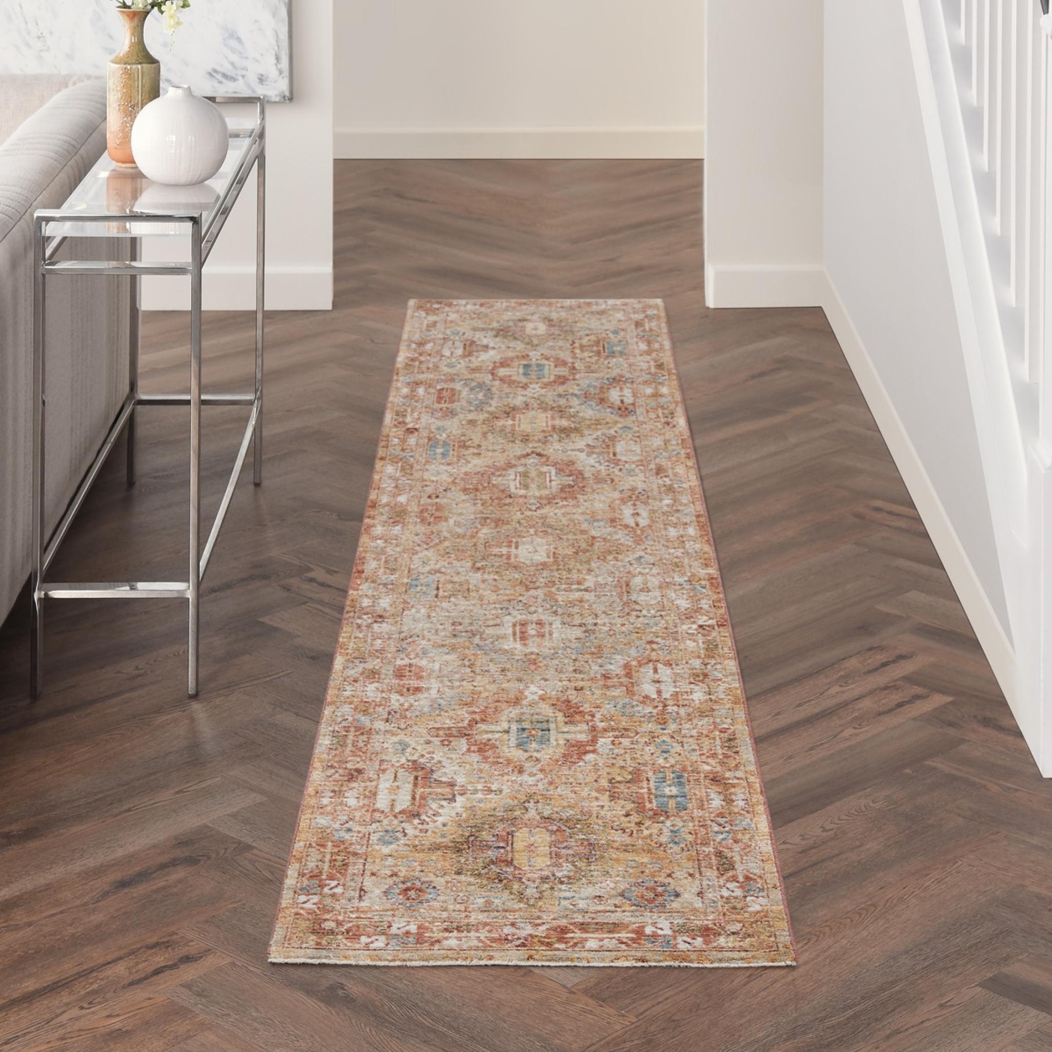 Sahar Traditional Elegance Persian Vintage Floral SHR01 Rust Rug Runner 69x310 cm (2'3"x10'2")