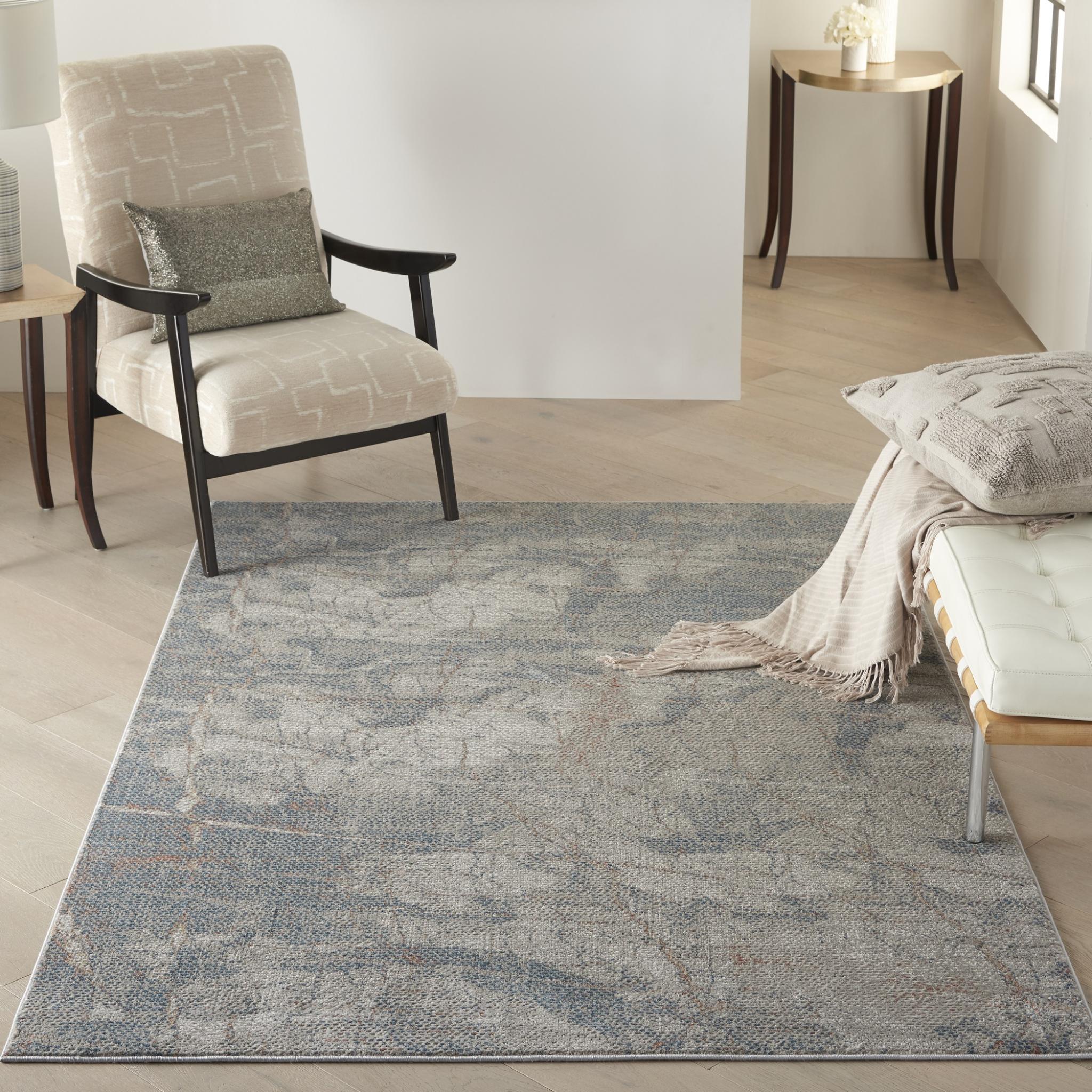 Rustic Textures RUS15 Modern Abstract Rug in Light Grey Blue Medium 120x180 cm (4'x5'11'')