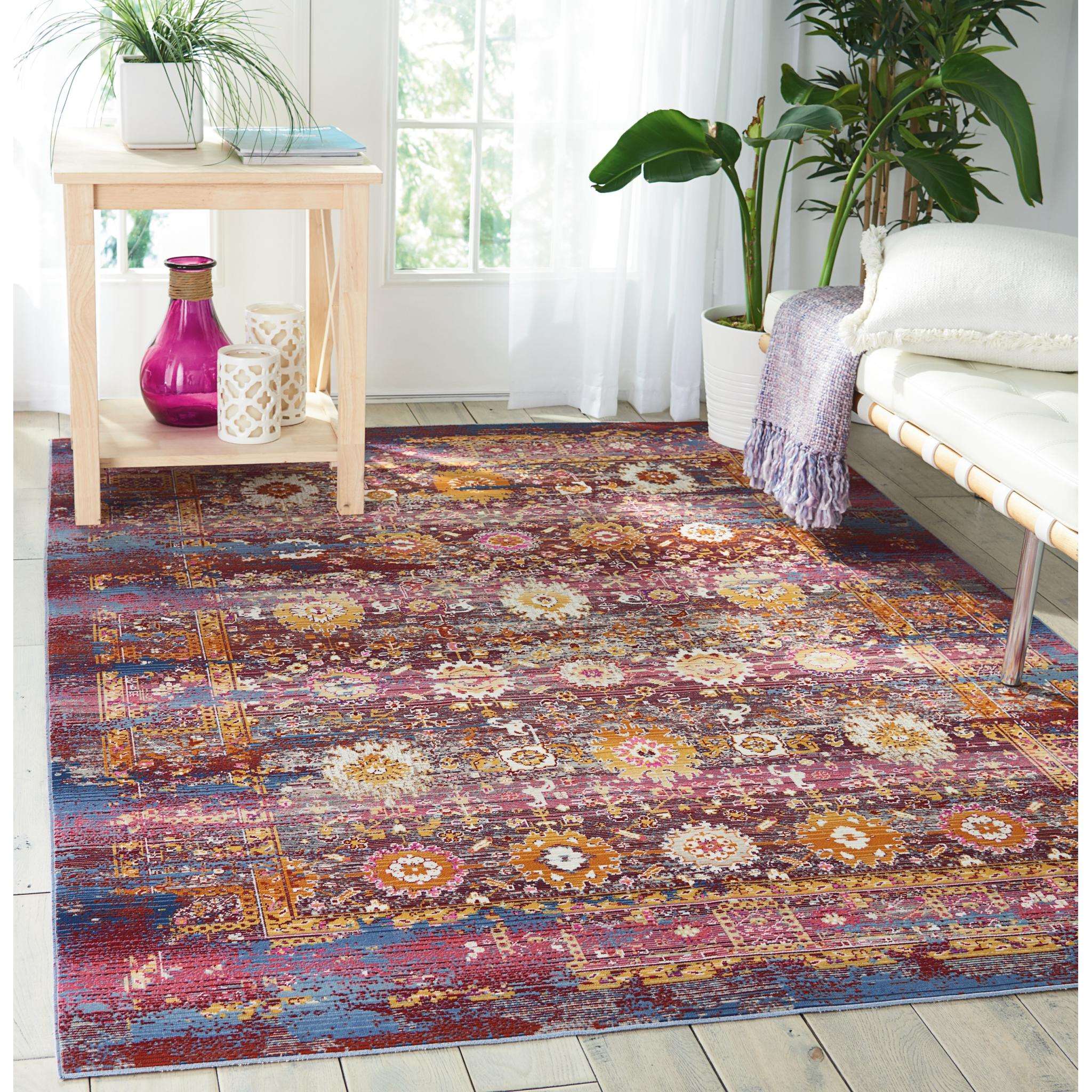 Vintage Kashan VKA03 Traditional Rug Distressed Floral Oriental Classic Red Multi Rug X-Large 230x300 cm (7'10"x9'10")