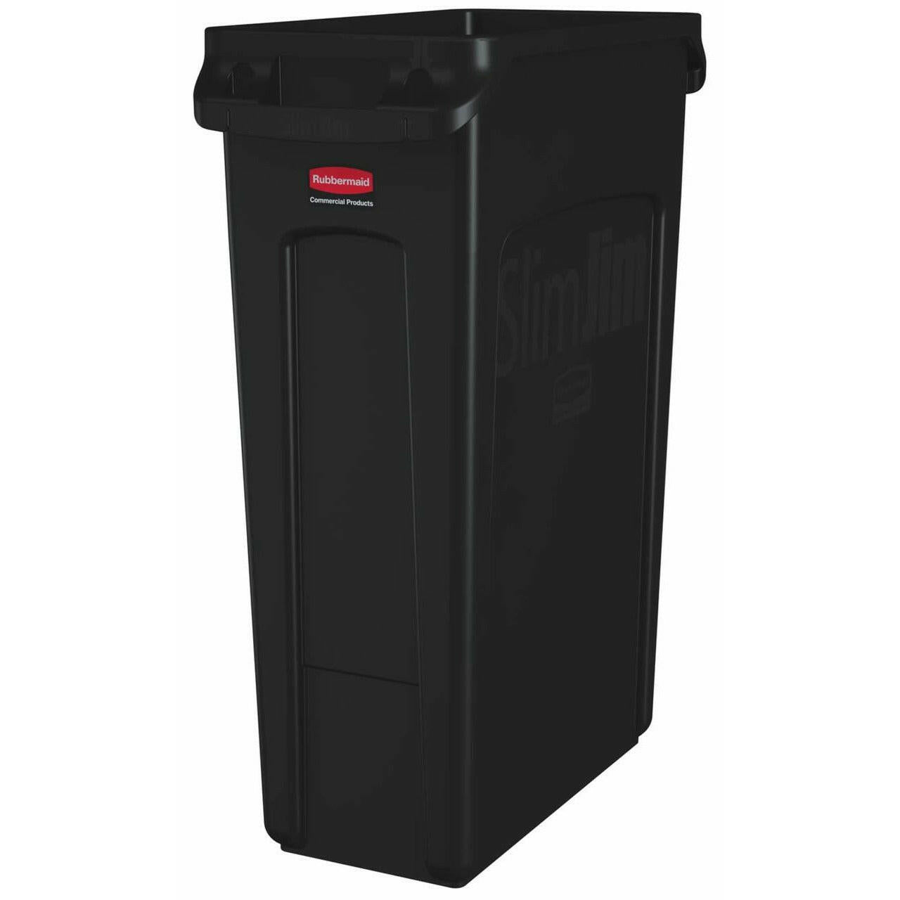Rubbermaid Slim Jim Black Bin With Venting Channels 87L