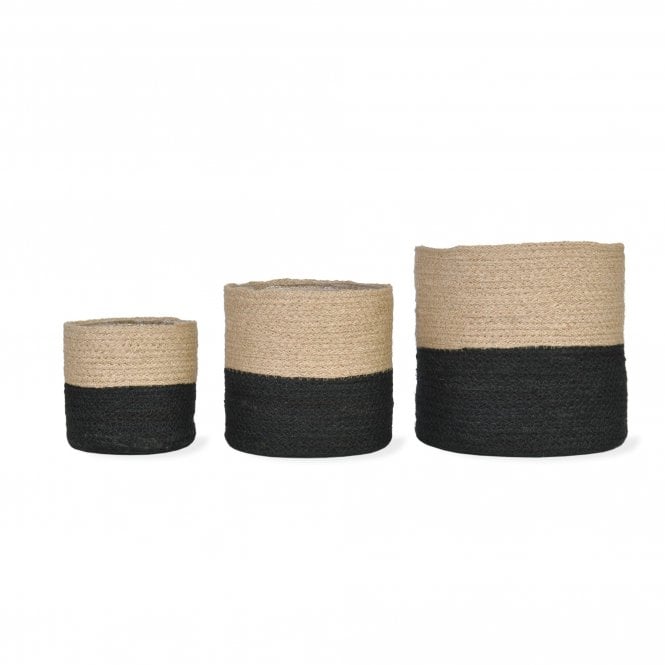 Black Jute Woven Indoor Plant Pot Large