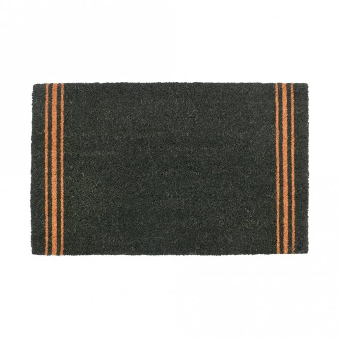 Triple Stripe Forest Green Coir Doormat Large