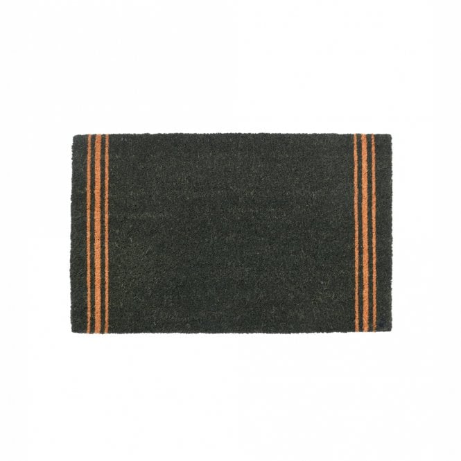 Triple Stripe Forest Green Coir Doormat Small