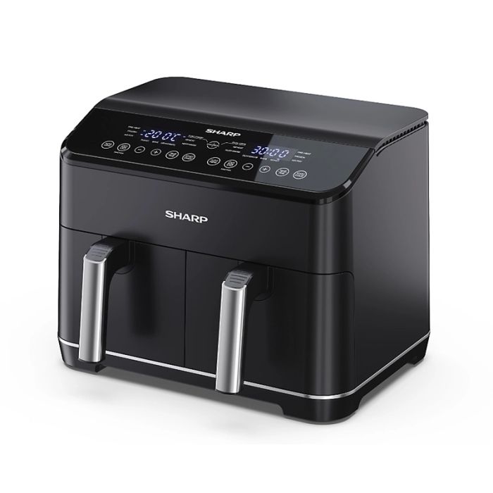 SHARP AF-GD82AU-B 8L Dual Basket Digital Air Fryer Dual Cook 1800w Black