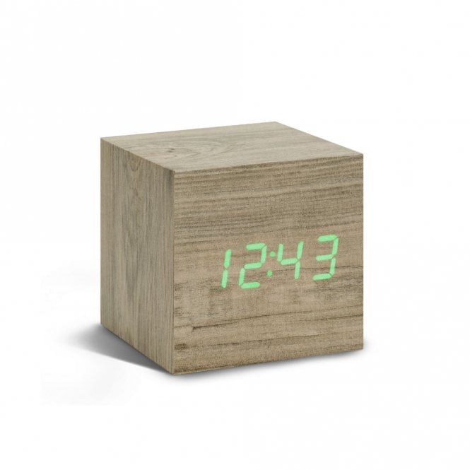 Ash Cube Click Clock with Green LED