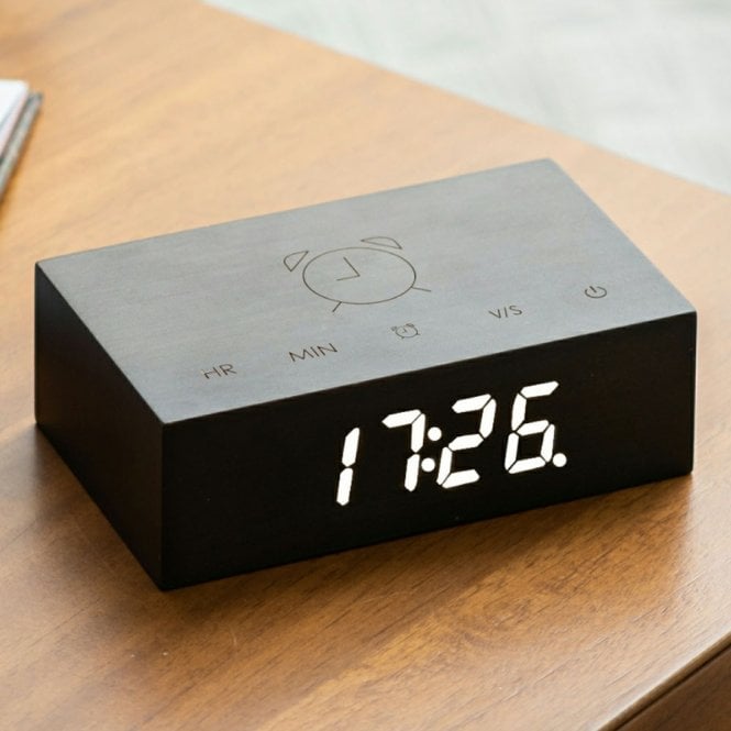 Black Wood Effect Flip Click Clock