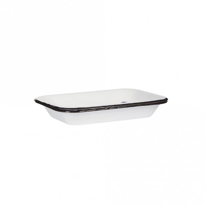 White Enamel Soap Dish with Draining Holes