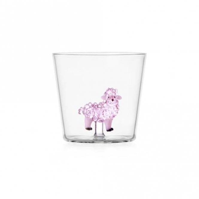 Animal Farm Pink Sheep Glass Tumbler