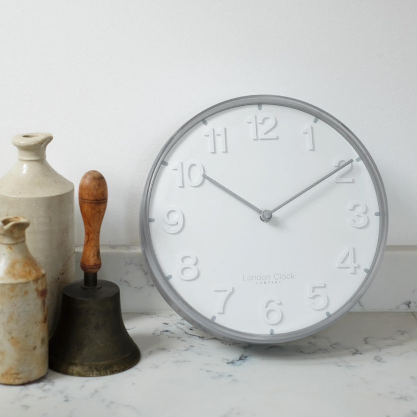 London Clock Company Deep Plastic Round Grey Wall Clock