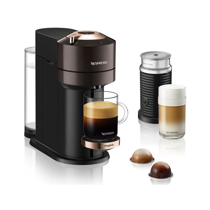 Magimix 11712 Pod Coffee Machine with Aeroccino Nespresso Vertuo Next 1.1L Brown