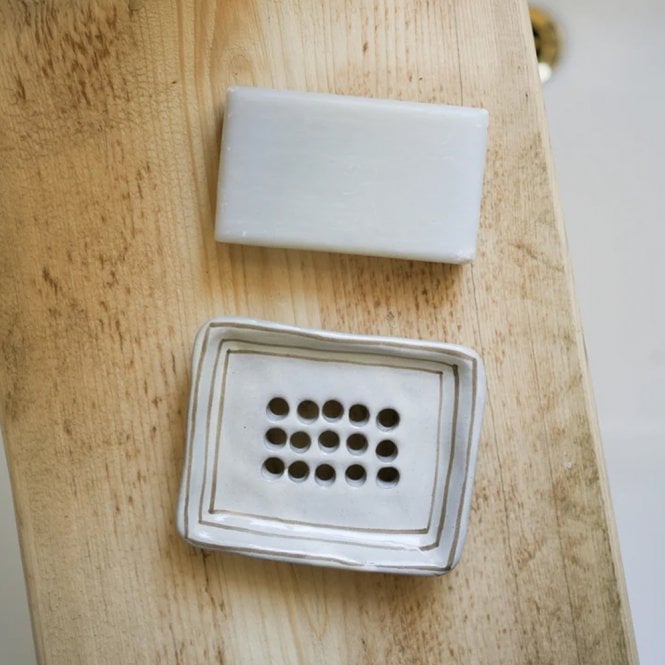 Taupe Breton Stripe Soap Dish