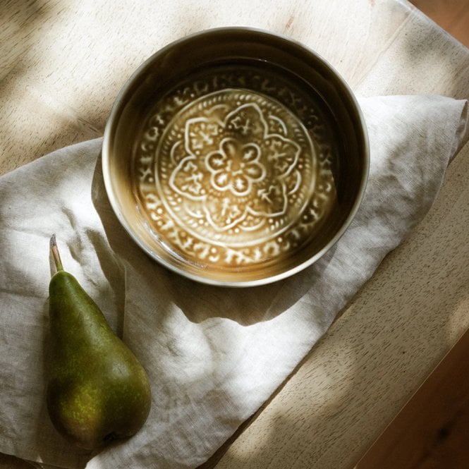 Taupe Enamel Serving Dish