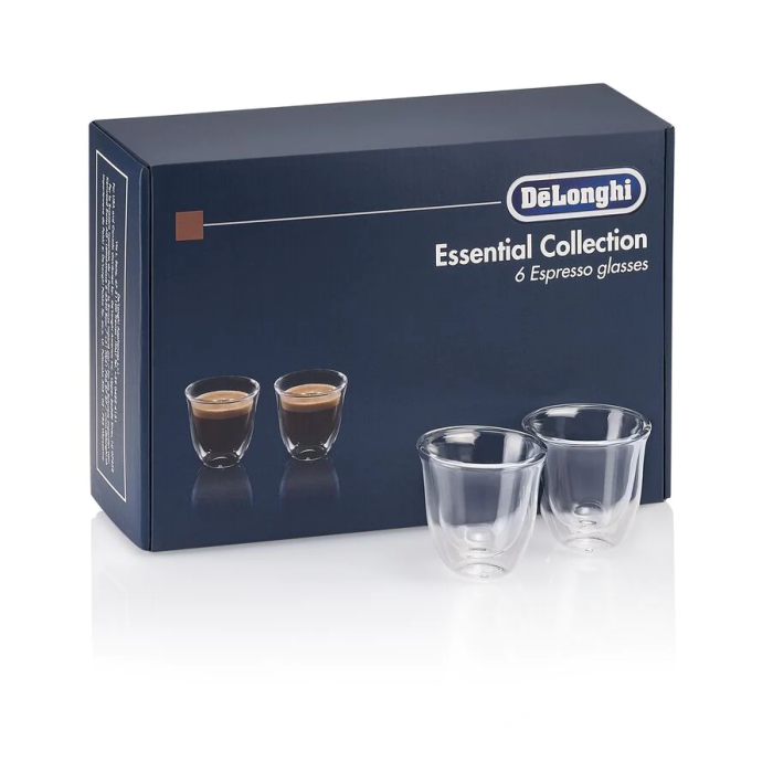 De'Longhi DLSC300 NEW Double Wall Espresso Glasses 6 x 60ml Cups Set