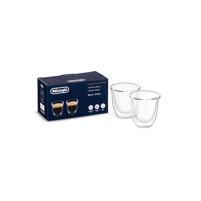 De'Longhi DLSC310 NEW Double Wall Espresso Glasses 2 x 60ml Cups Set
