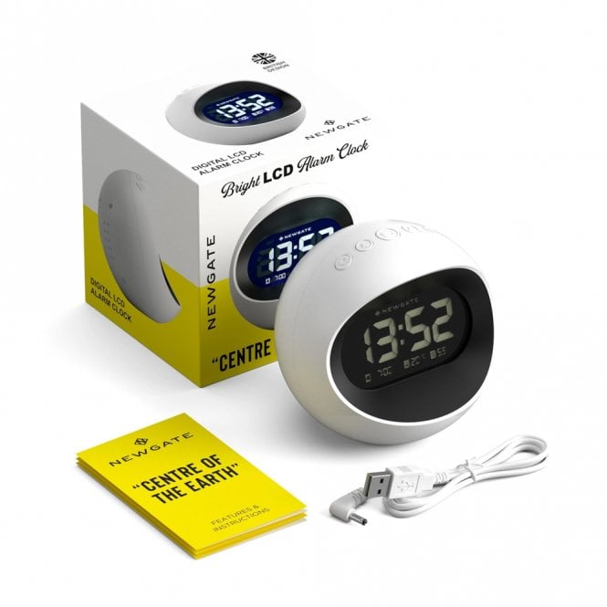 Centre of the Earth White LCD Alarm Clock