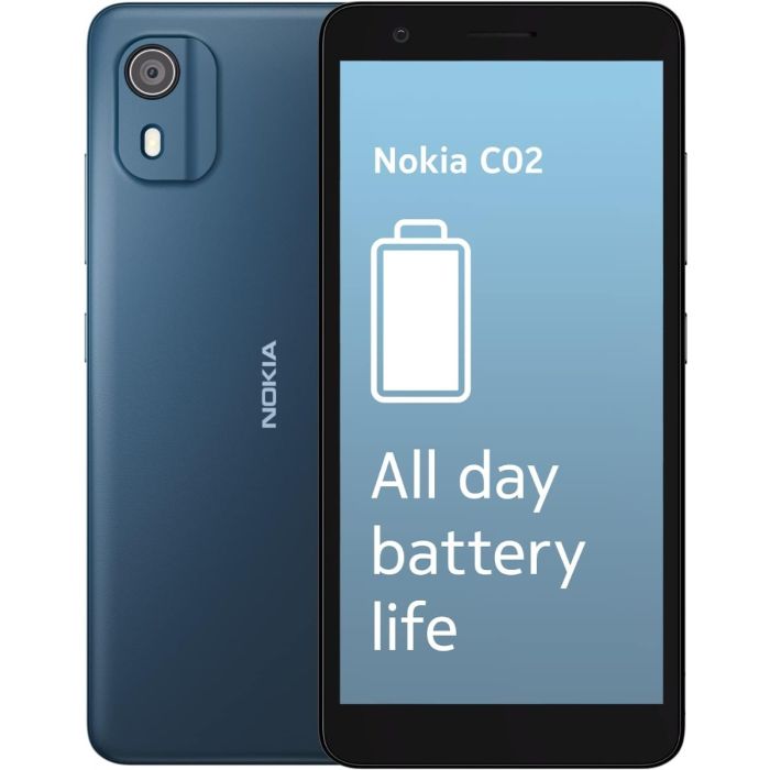 Nokia C02 32GB Mobile Phone 5.45" Dual SIM Smartphone SIM Free Android 12 - Cyan