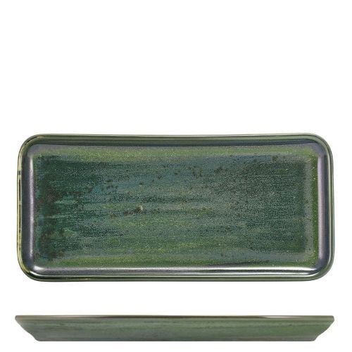 GenWare Terra Porcelain Aqua Green Narrow Rectangular Platter 30 x 14cm Case Size 6