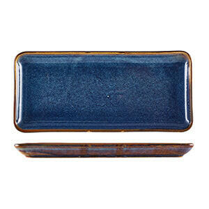 GenWare Terra Porcelain Aqua Blue Narrow Rectangular Platter 30 x 14cm Case Size 6