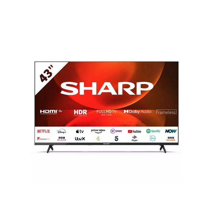 SHARP 2T-C43FH2KL2AB 43" TV HD Frameless Full HD LED Smart Android TV Black