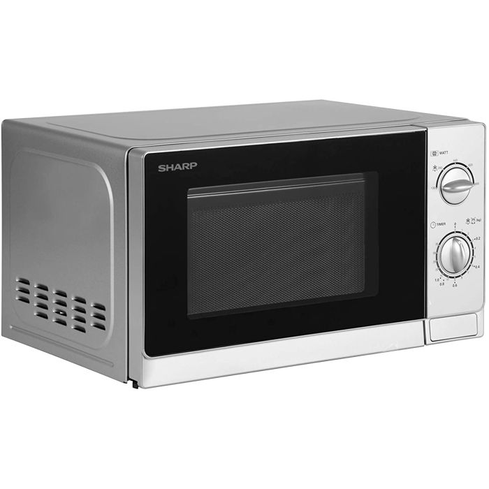 Sharp R20DSLM 800W 20 Litre Compact Solo Microwave With 5 Power Levels Silver