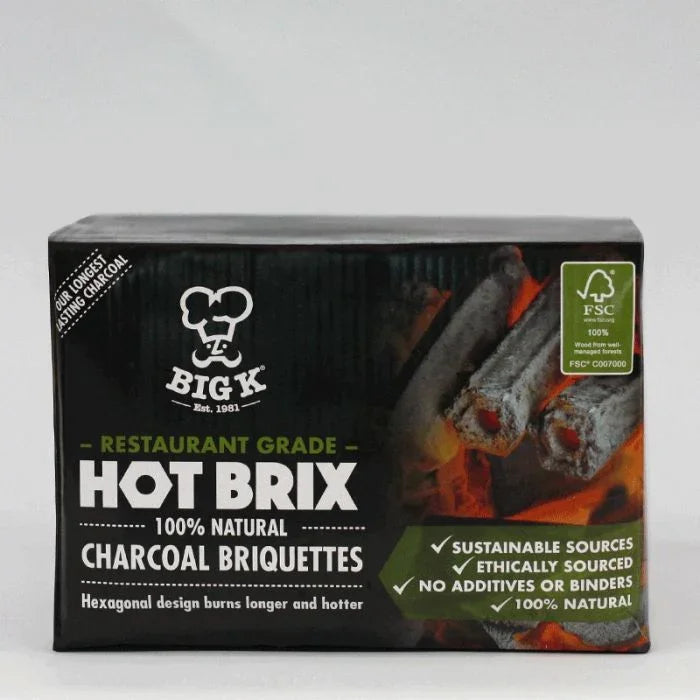 Big K Restaurant Grade Hot Brix Charcoal Briquettes 5kg