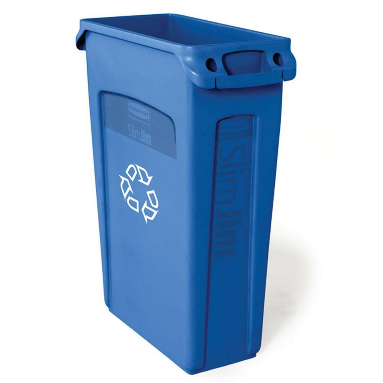 Rubbermaid Slim Jim Blue Bin With Venting Channels 87L
